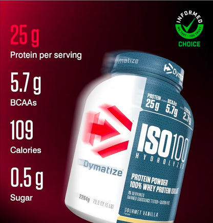 Dymatize ISO 100 Hydrolyzed Gourmet Vanilla 2264g - Whey Protein Hydrolysat + Isolat Powder